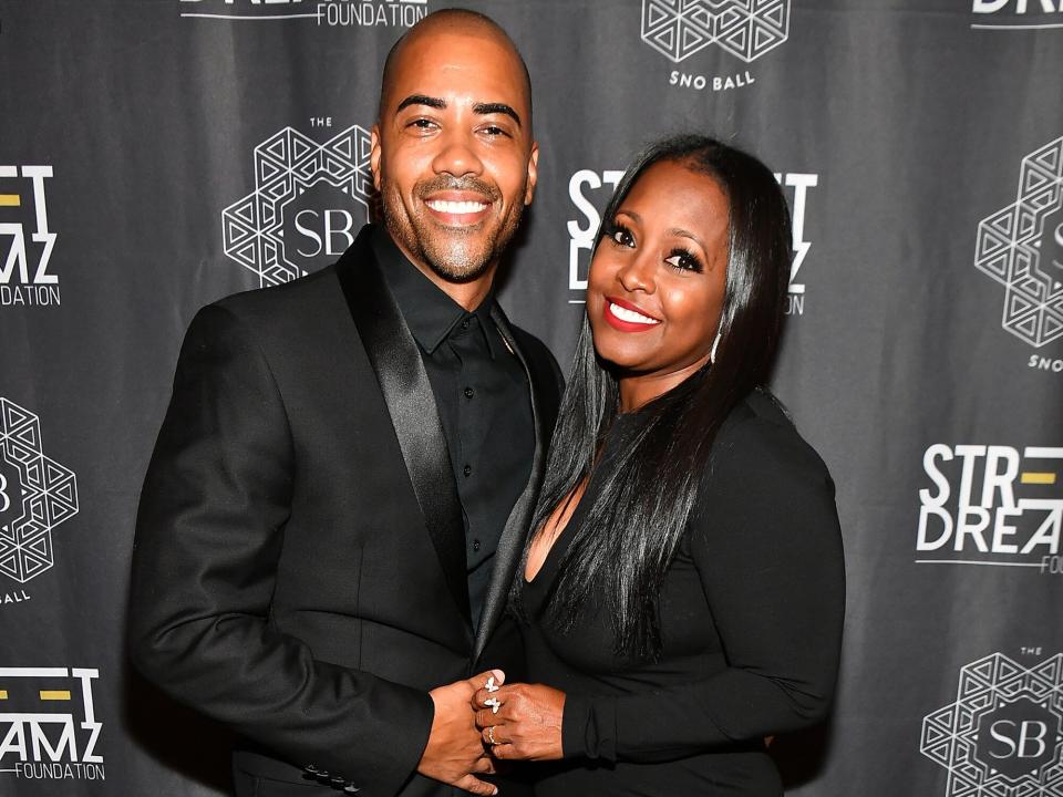 Brad James and Keshia Knight Pulliam attend 2019 Inaugural SnoBall A Black Tie Affair at Waldorf Astoria Atlanta Buckhead on August 22, 2019 in Atlanta, Georgia