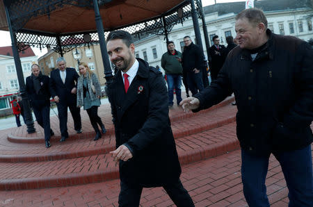 Chairman of the Hungarian right wing opposition party Jobbik Gabor Vona leaves after a campaign forum in Nagykanizsa, Hungary, March 16, 2018. Picture taken March 16, 2018. REUTERS/Bernadett Szabo
