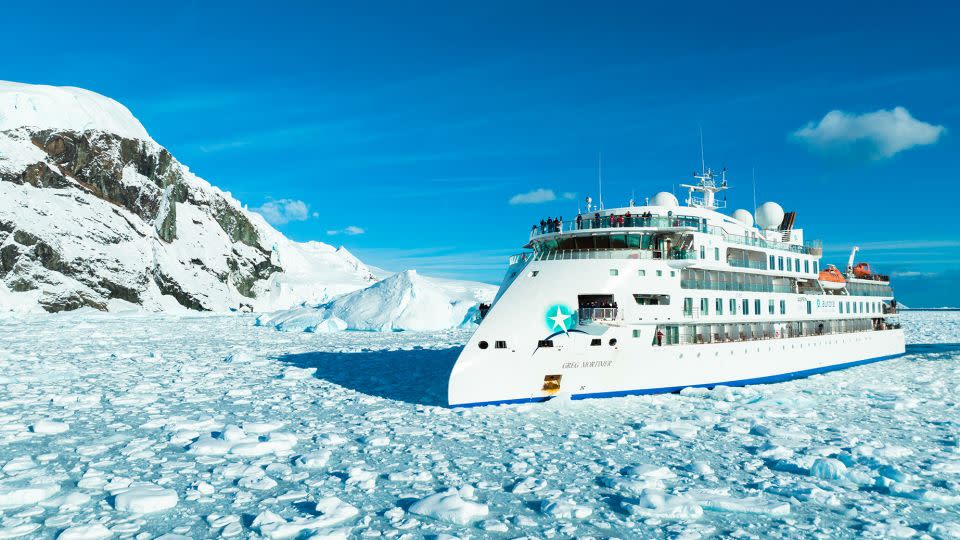 Aurora Expeditions' Greg Mortimer ship has a patented bow to make a Drake crossing more stable. - Tyson Mayr/Aurora Expeditions