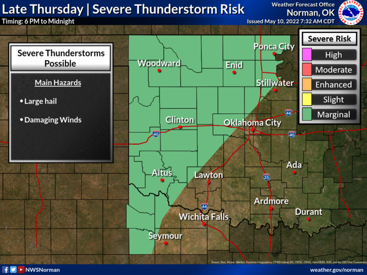 Apart from late Tuesday, meteorologists see the highest potential for severe storm weather returning Thursday night. While these storms could produce large hail and heavy winds, forecasters said Tuesday the risk of tornadoes is not high.
