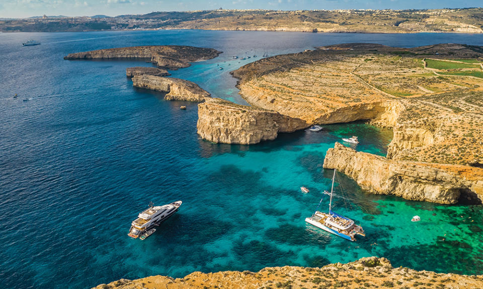 An aerial view of Camino, one of the country’s three islands