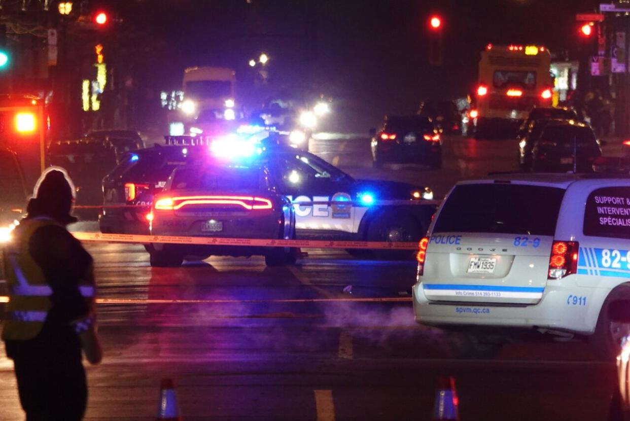 The pedestrian was crossing north on Joseph-Guibord Avenue when she was struck, Montreal police say. (Sébastien Lauzon/Radio-Canada - image credit)