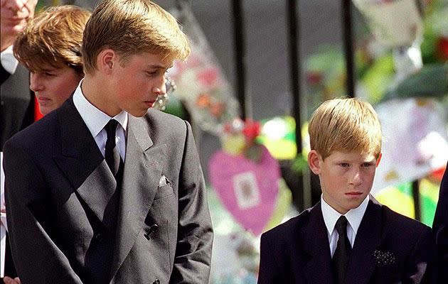 Harry and William were 12 and 15 when their mum died. Photo: Getty