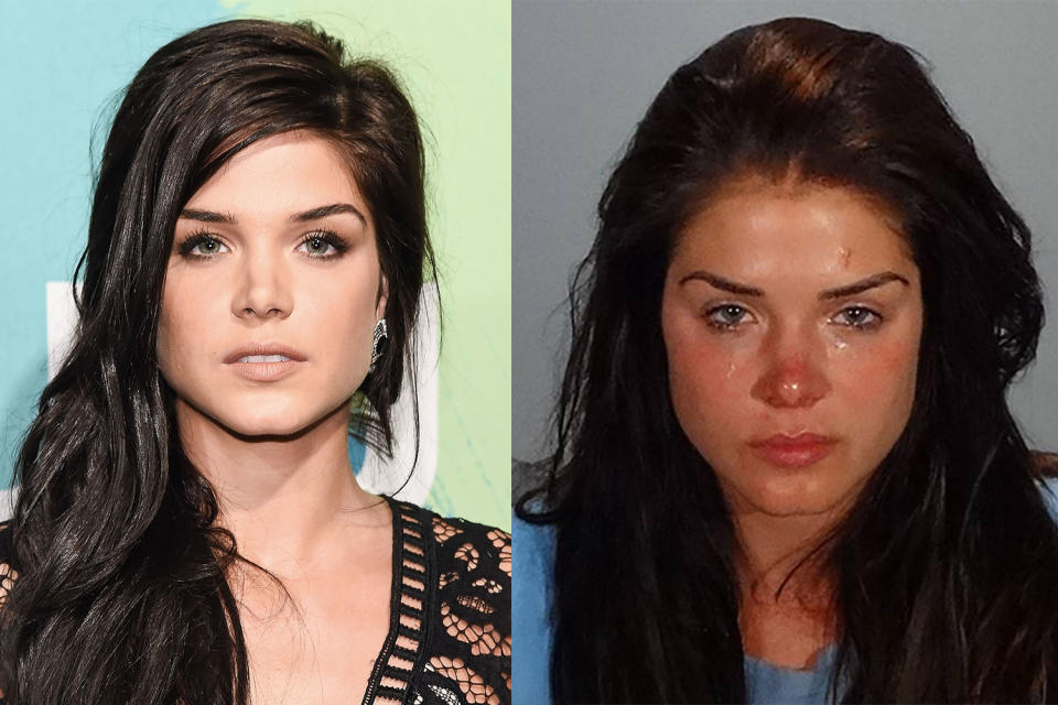 Marie Avgeropoulos was booked for felony domestic violence. (Photo: Getty Images; TMZ)