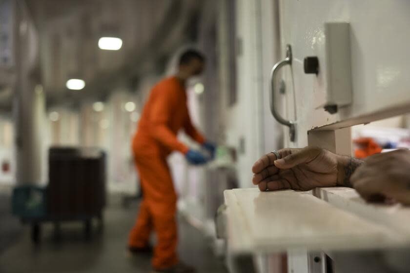 SAN BRUNO CA AUGUST 3, 2023 - Lunch is served at the SF San Bruno county jail consists of administrative segregation units on Thursday, Aug. 3, 2023 in San Bruno, Calif. (Paul Kuroda / For The Times)