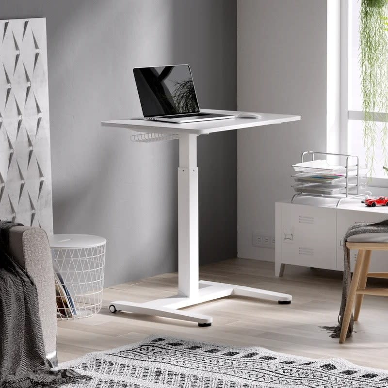 White Compact™ Pneumatic Height Adjustable Standing Desk