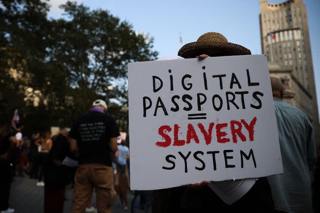 Hundreds gather Monday on Foley Square for a 