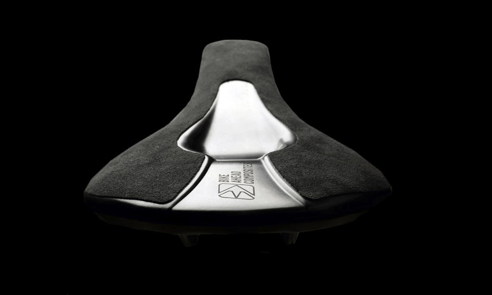 Bike Ahead The Hypersaddle ultra-lightweight full carbon comfort saddle, rear with microfiber top