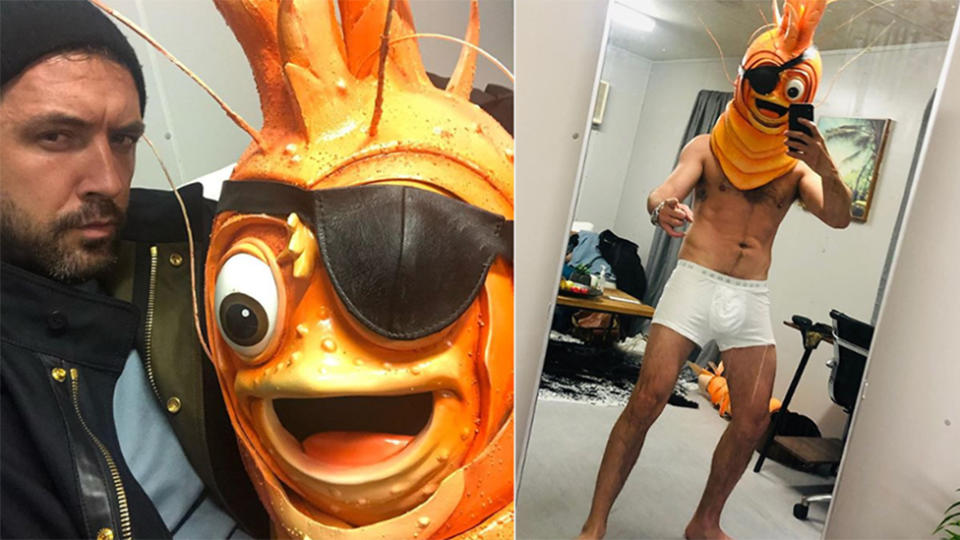 Darren McMullen pictured as Prawn on Masked Singer