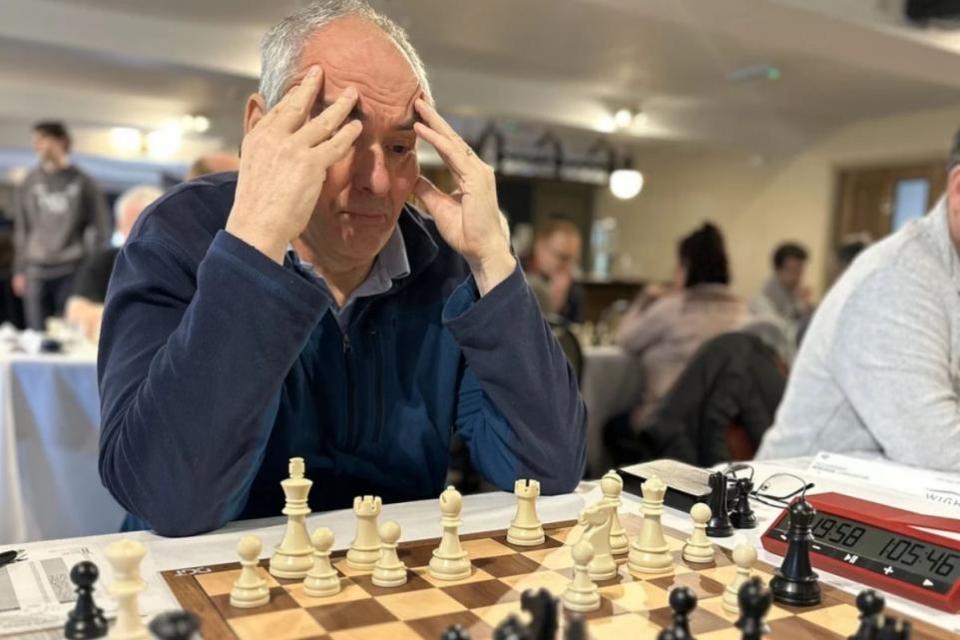 Isle of Wight County Press: Island chess player Michael Gidley in deep thught. 