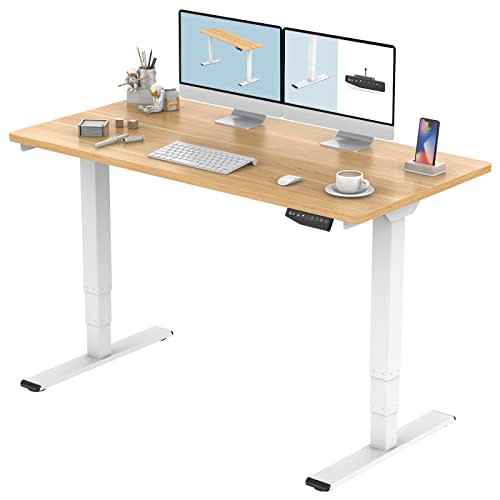 FLEXISPOT Pro 3 Stages Dual Motor Electric Standing Desk 55x28 Inches Whole-Piece Desk Board He…