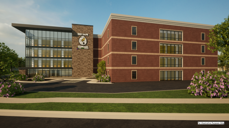 A rendering of the proposed Bee Safe Storage on Sardis Road.