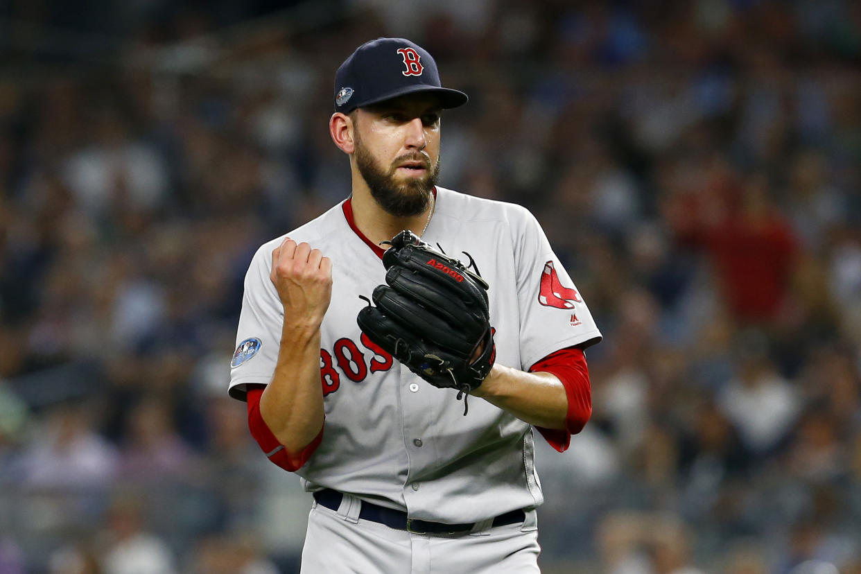 Red Sox pitcher Matt Barnes was accused of doctoring the ball by Twitter detectives. (Getty Images)