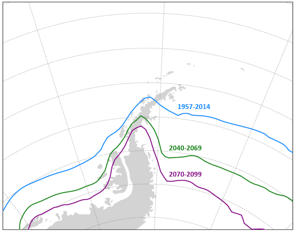 Cambio en la posición de la isoterma cero en verano durante el siglo XXI. Escenario climático SSP5-8.5 del IPCC: los niveles actuales de emisiones de CO₂ se duplican aproximadamente en 2050. <a href="https://www.sciencedirect.com/science/article/pii/S0048969723071012" rel="nofollow noopener" target="_blank" data-ylk="slk:Adaptado de González-Herrero et al. (2024);elm:context_link;itc:0;sec:content-canvas" class="link ">Adaptado de González-Herrero et al. (2024)</a>