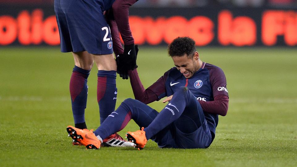 Neymar was injured in PSG’s 3-0 victory over Marseille at the weekend