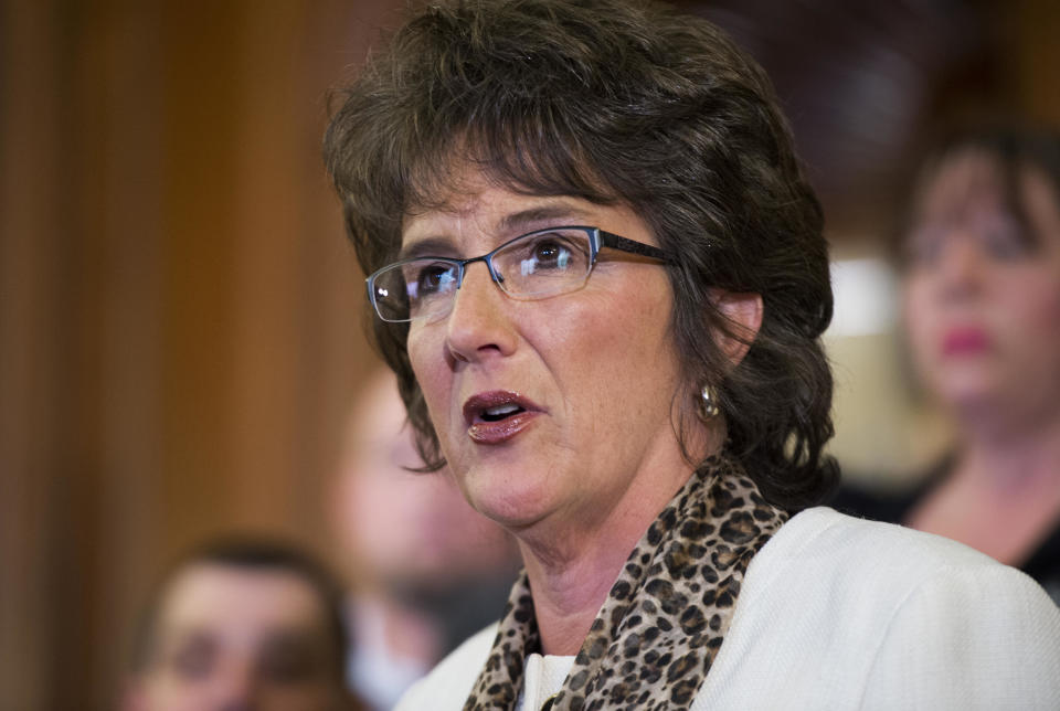 Rep. Jackie Walorski, R-Ind., speaks during a news conference in the Capitol on legislation that would increase the accountability of the Veterans Affairs Department, on April 3, 2014. / Credit: Photo By Tom Williams/CQ Roll Call