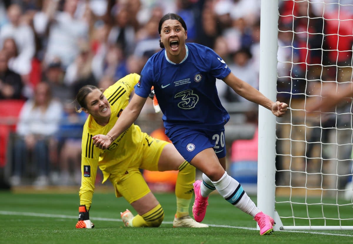 Sam Kerr scored the decisive goal at Wembley (The FA via Getty Images)