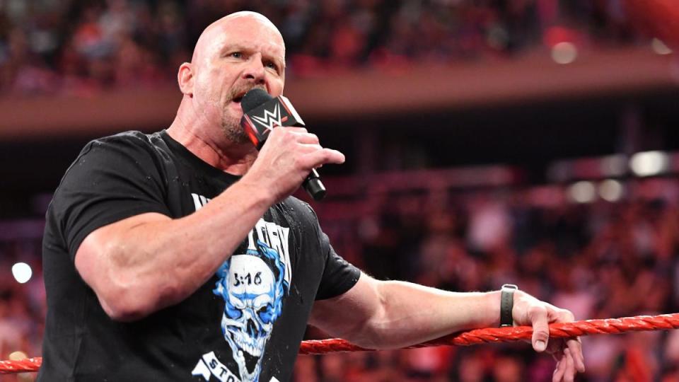 "Stone Cold" Steve Austin is seen on an episode of "Monday Night Raw" at Madison Square Garden. (Photo courtesy of WWE)