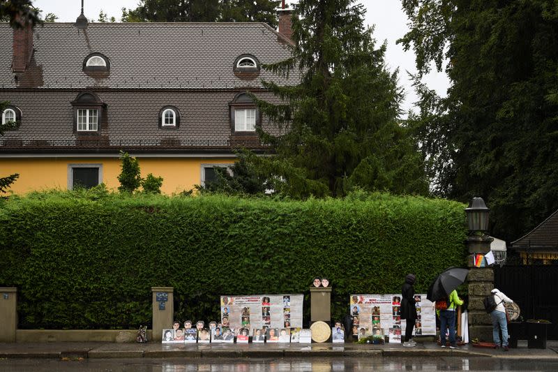 Thai activists demonstrate in front of a villa where Thai King Maha Vajiralongkorn often resides in Tutzing