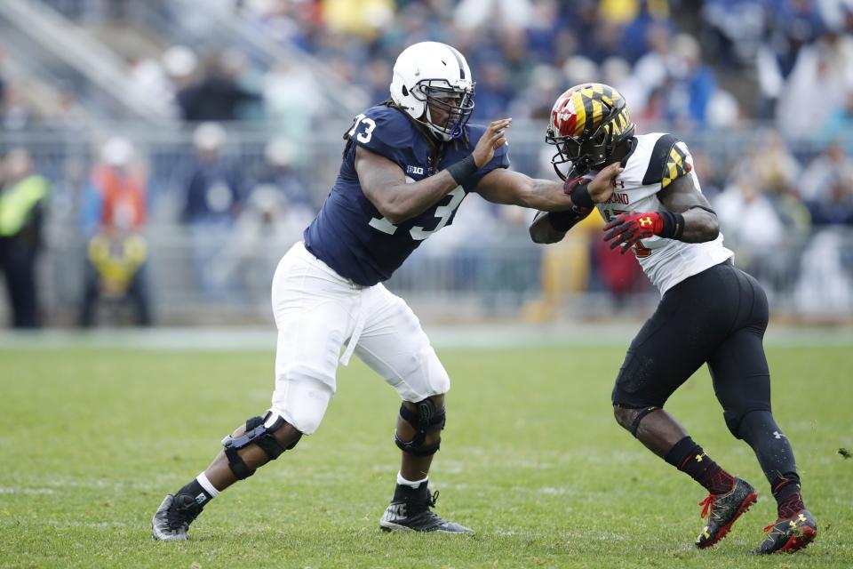 With Paris Palmer out for the season, Penn State is down to its fourth and fifth offensive tackles. (Photo by Joe Robbins/Getty Images)