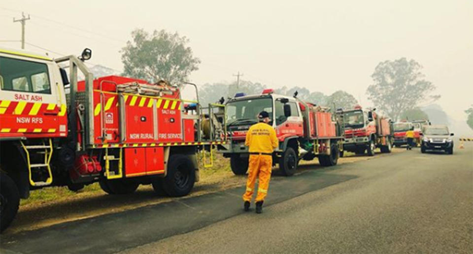 Firefighters prepare for the worst at Marlee on Monday.