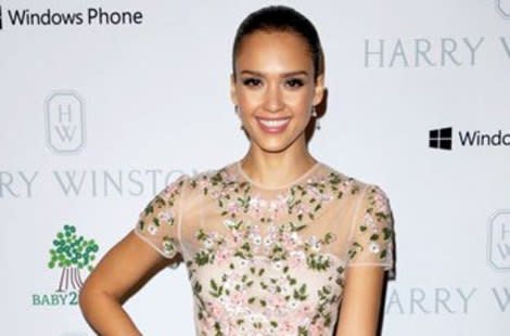 Jessica Alba attends the Baby2Baby Gala in floral Valentino