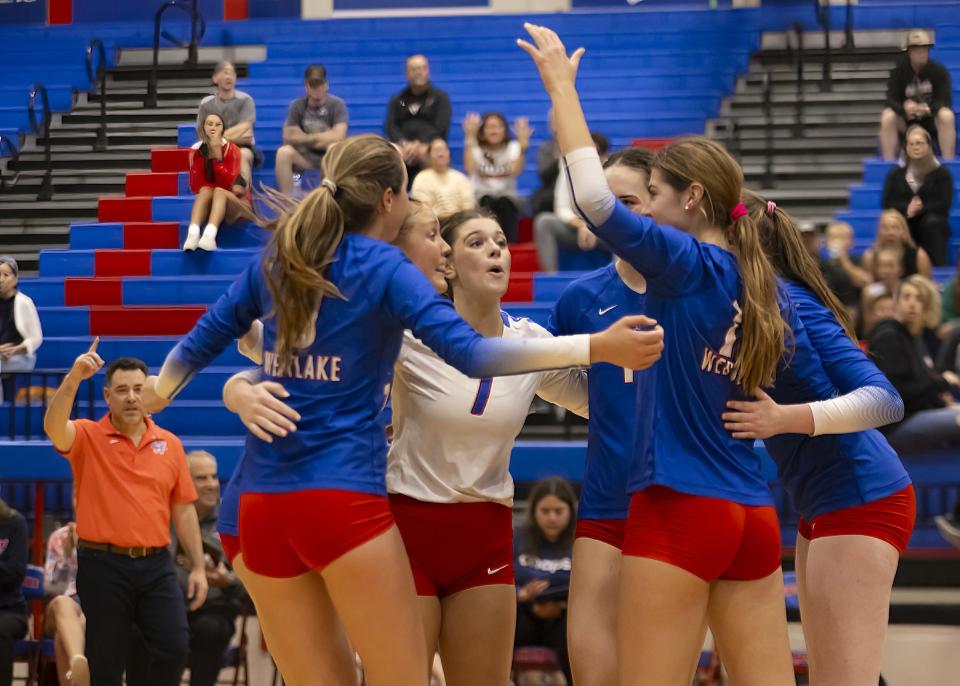 Westlake, shown in a late-season match against Lake Travis, will meet defending Class 6A champion Dripping Springs in Tuesday night's regional quarterfinals of the UIL state playoffs. District 26-6A powers Lake Travis, Westlake and Dripping Springs all are still alive in the postseason.