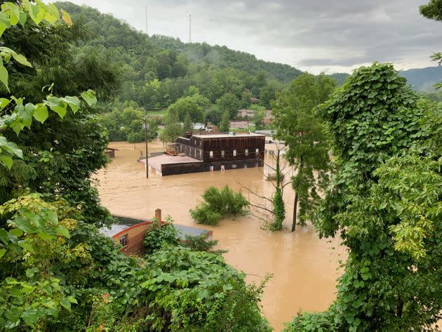 Appalshop, a beloved media, culture and community center in Whitesburg, Kentucky, is shown amid floods that swamped the eastern part of the state in late July. (Photo: Appalshop Staff)