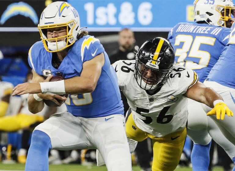 Inglewood, CA, Sunday, November 21, 2021 - Los Angeles Chargers quarterback Justin Herbert.