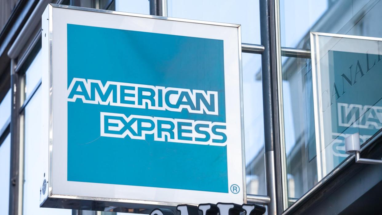 VIENNA, AUSTRIA - NOVEMBER 6, 2019: American Express logo in front of their office for Vienna.