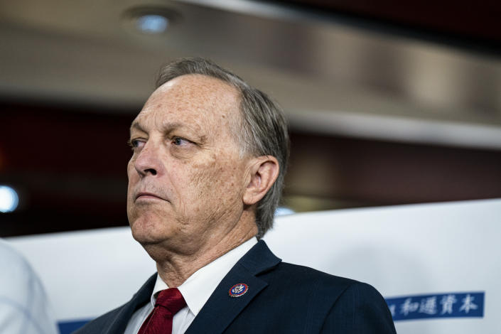 Rep. Andy Biggs (R-Arizona) at the Capitol in Washington on Nov. 17, 2022. (Al Drago/The New York Times)