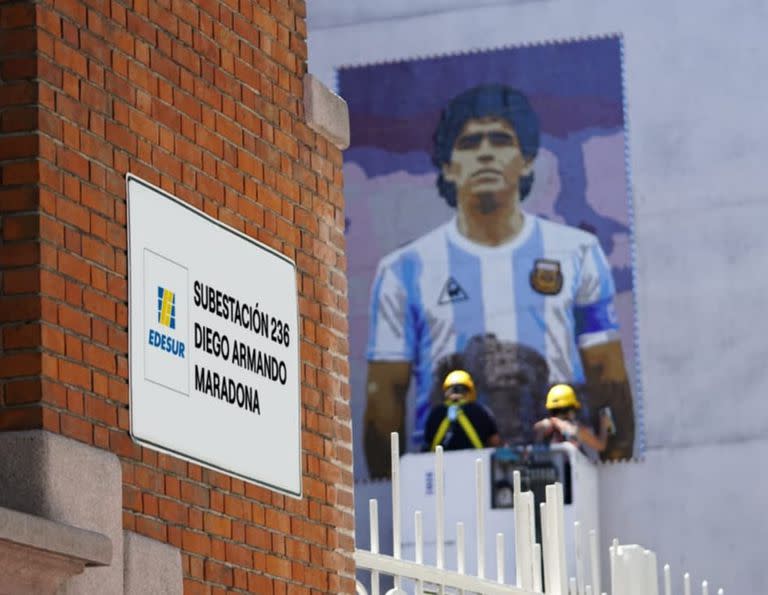 El mural con la imagen del jugador. Crédito: prensa Edesur