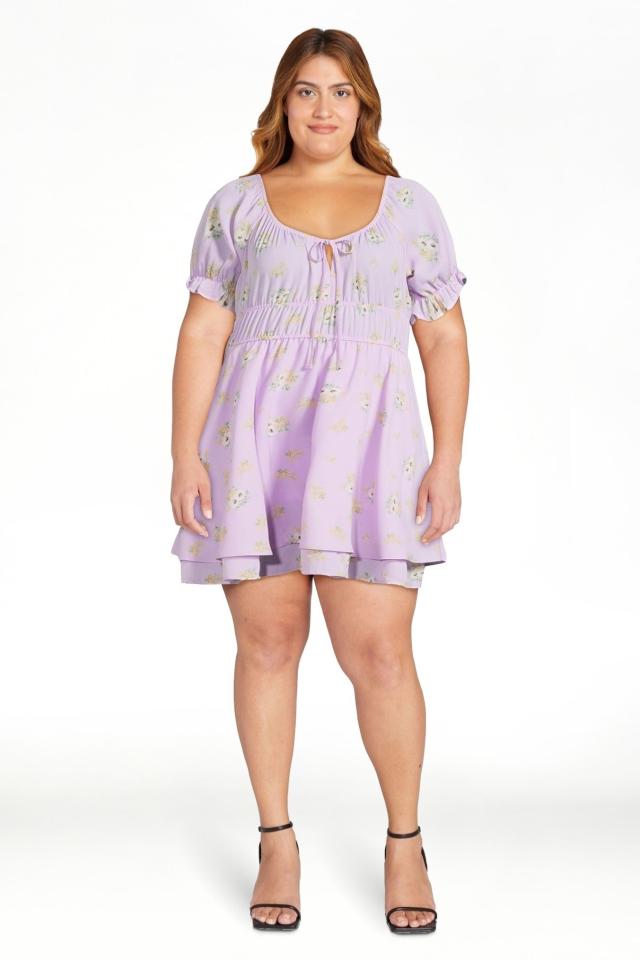 SHOWMALL Short Sleeve Plus Size T-shirt with Side Slit, V-Neck Summer Top -  Purple Grey / 1X