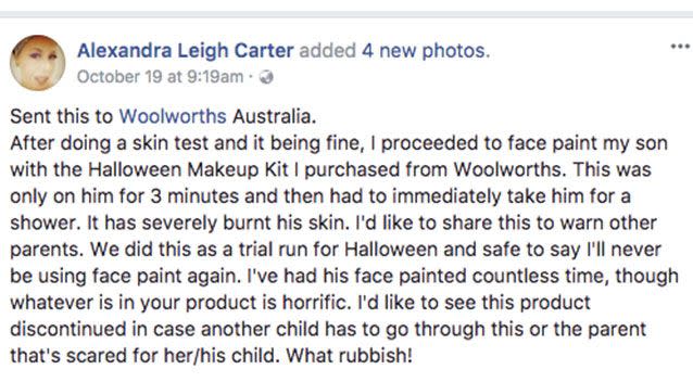 The mother posted about her son's reaction on Thursday. Source: Alexandra Leigh Carter/ Facebook