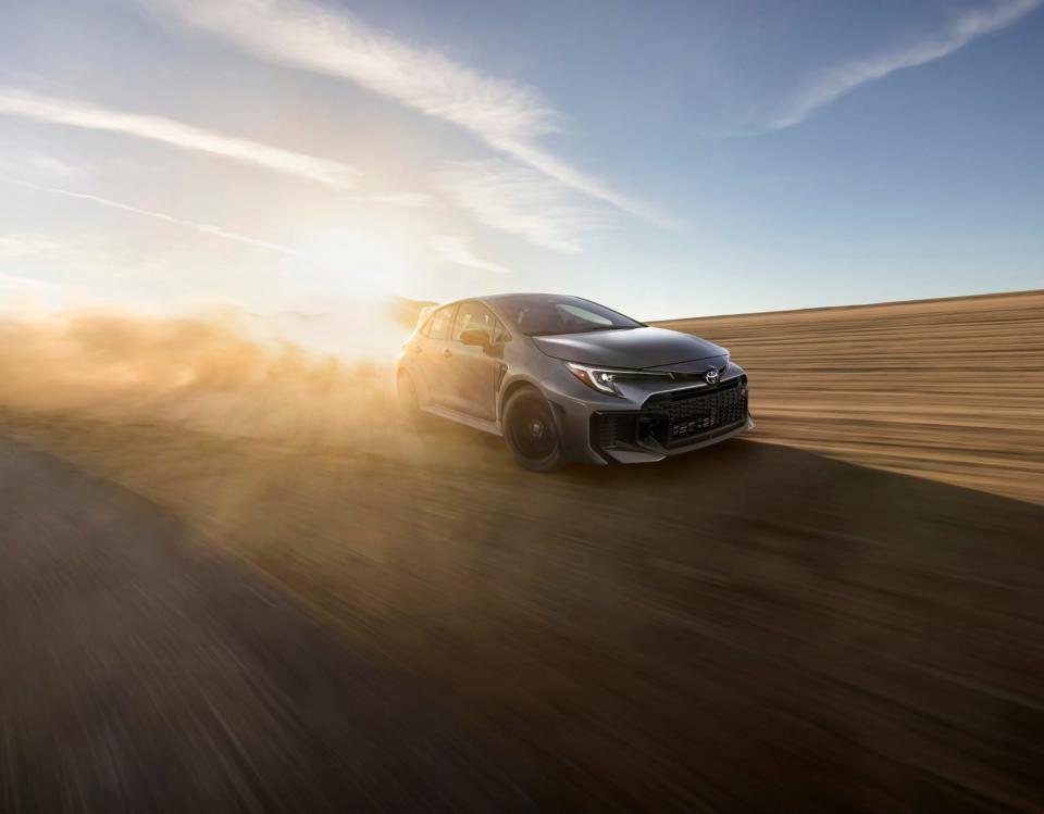 toyota gr corolla drifting on dirt