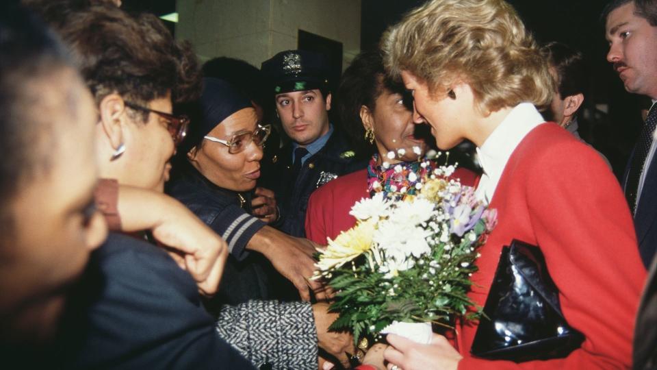 <p> Another solo visit for the Princess, this time to New York City in 1989. Although the trip was primarily meant to promote the works of the Welsh National Opera, which she was a patron of, she visited several charities too. While there, she toured the Harlem Hospital Center where she became extremely moved seeing the patients there, so much so that she unexpectedly picked up and hugged a 7-year-old AIDS patient. </p>