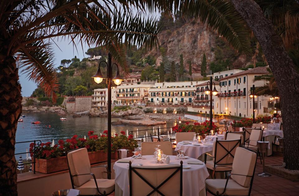 The terrace of Oliviero Restaurant at Villa Sant’Andrea.