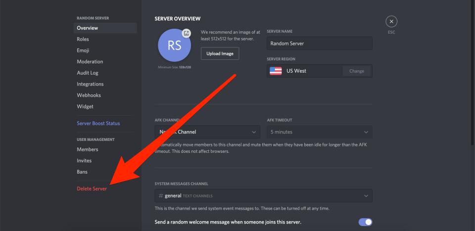 How to delete a Discord server   2
