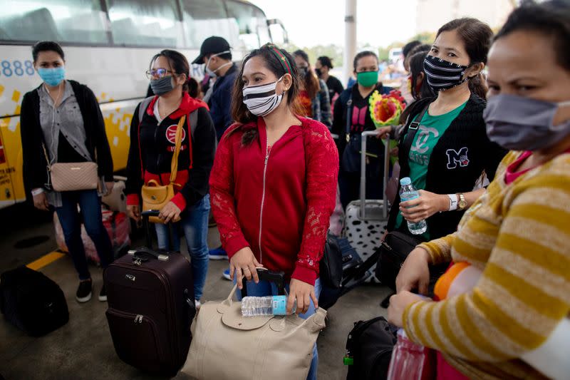 Repatriated Filipino workers stuck in quarantine amid the spread of the coronavirus disease (COVID-19) finally allowed to go home, in Pasay