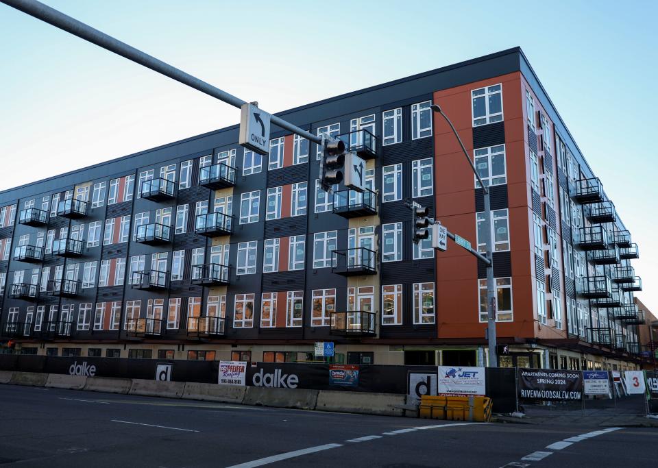 Rivenwood apartments at 420 Center St. NE is seen under construction in December 2023. With the current housing production goal set for 36,000 units to be developed each year for the next decade, Oregonians can expect to see 360,000 units of housing created in the coming decade.