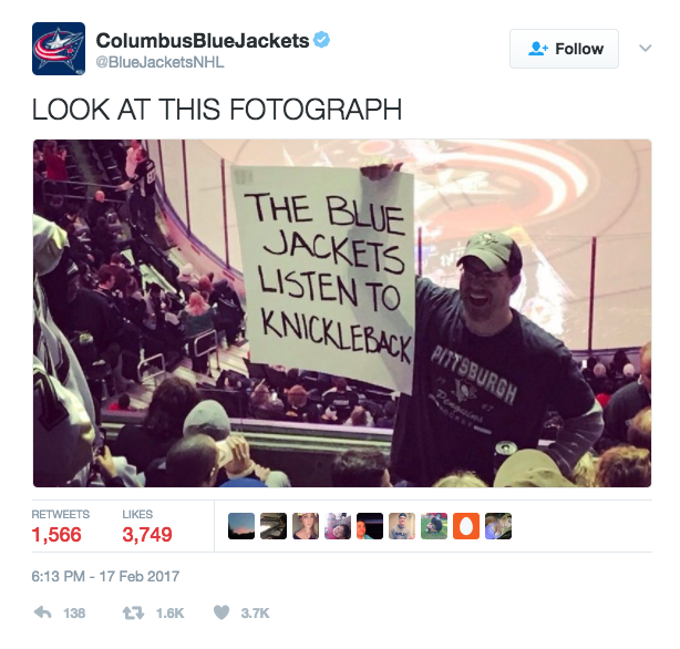 Columbus Blue Jackets on Twitter. 