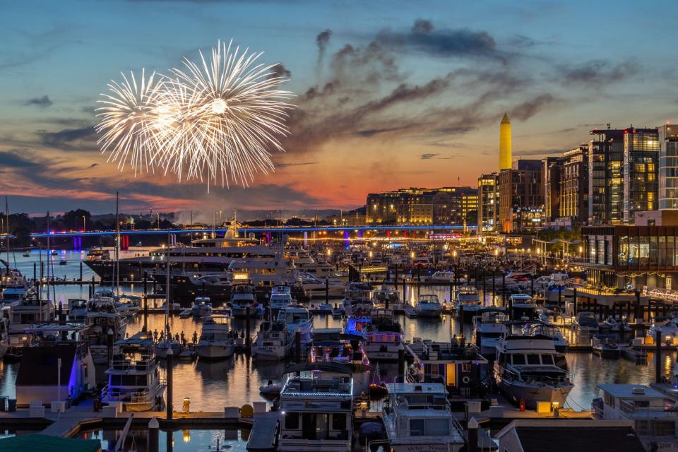 A 4th of July fireworks display seen from The Wharf, home to three piers and plenty of new rooftop establishments.