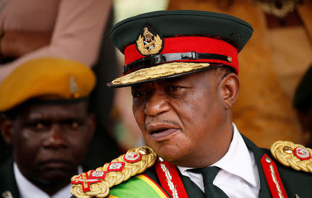 Commander of Zimbabwe Defence Forces General Constantino Chiwenga looks on after the swearing in of Emmerson Mnangagwa as Zimbabwe's new president in Harare, Zimbabwe, November 24, 2017. REUTERS/Siphiwe Sibeko