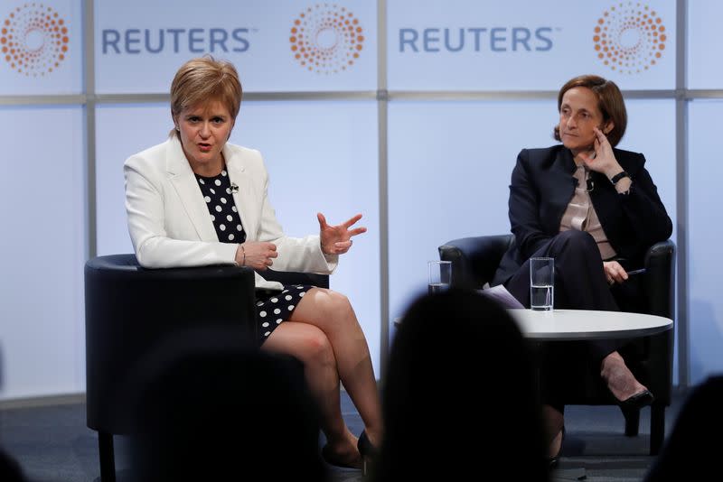 Scotland's First Minister, Nicola Sturgeon, speaks at a Reuters Newsmaker event, hosted by Reuters Global Editor, Alessandra Galloni