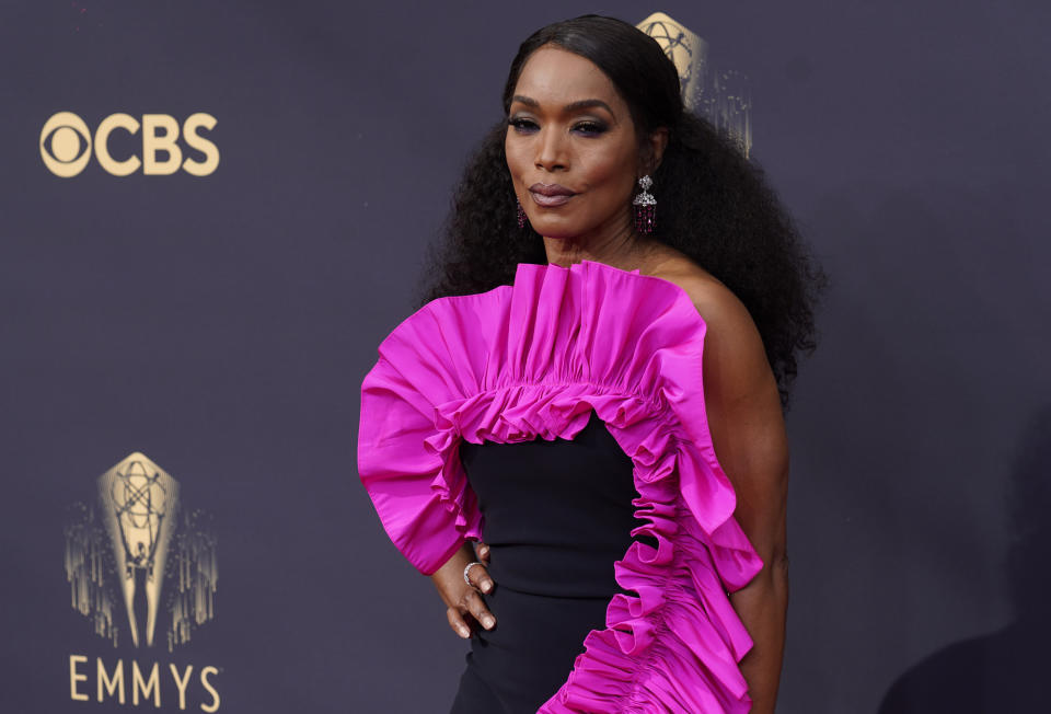 Angela Bassett arrives at the 73rd Primetime Emmy Awards on Sunday, Sept. 19, 2021, at L.A. Live in Los Angeles. (AP Photo/Chris Pizzello)