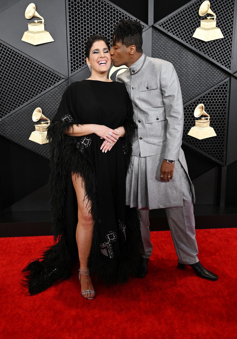 Suleika Jaouad and Jon Batiste attend the 2024 Grammys.