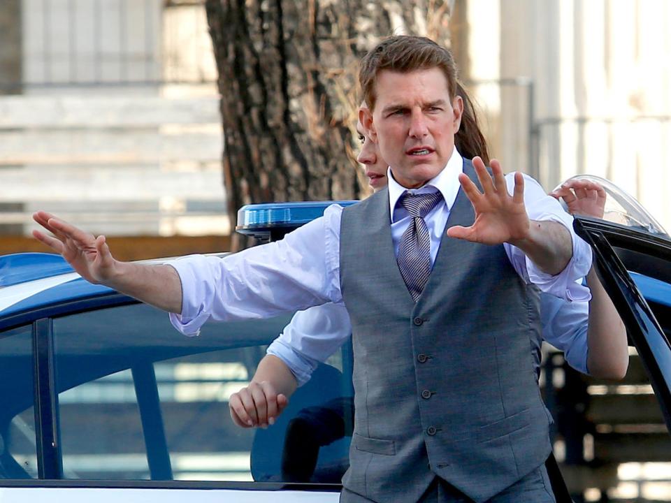 Tom Cruise on the set of Mission Impossible 7 Getty Images 