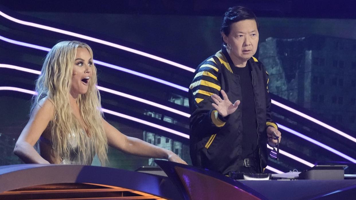  Jenny McCarthy-Wahlberg and Ken Jeong in The Masked Singer season 11. 