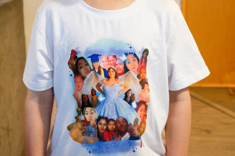 A T-shirt worn by one of Maria Moreno-Reyes’ siblings commemorates her passion and love of life.
