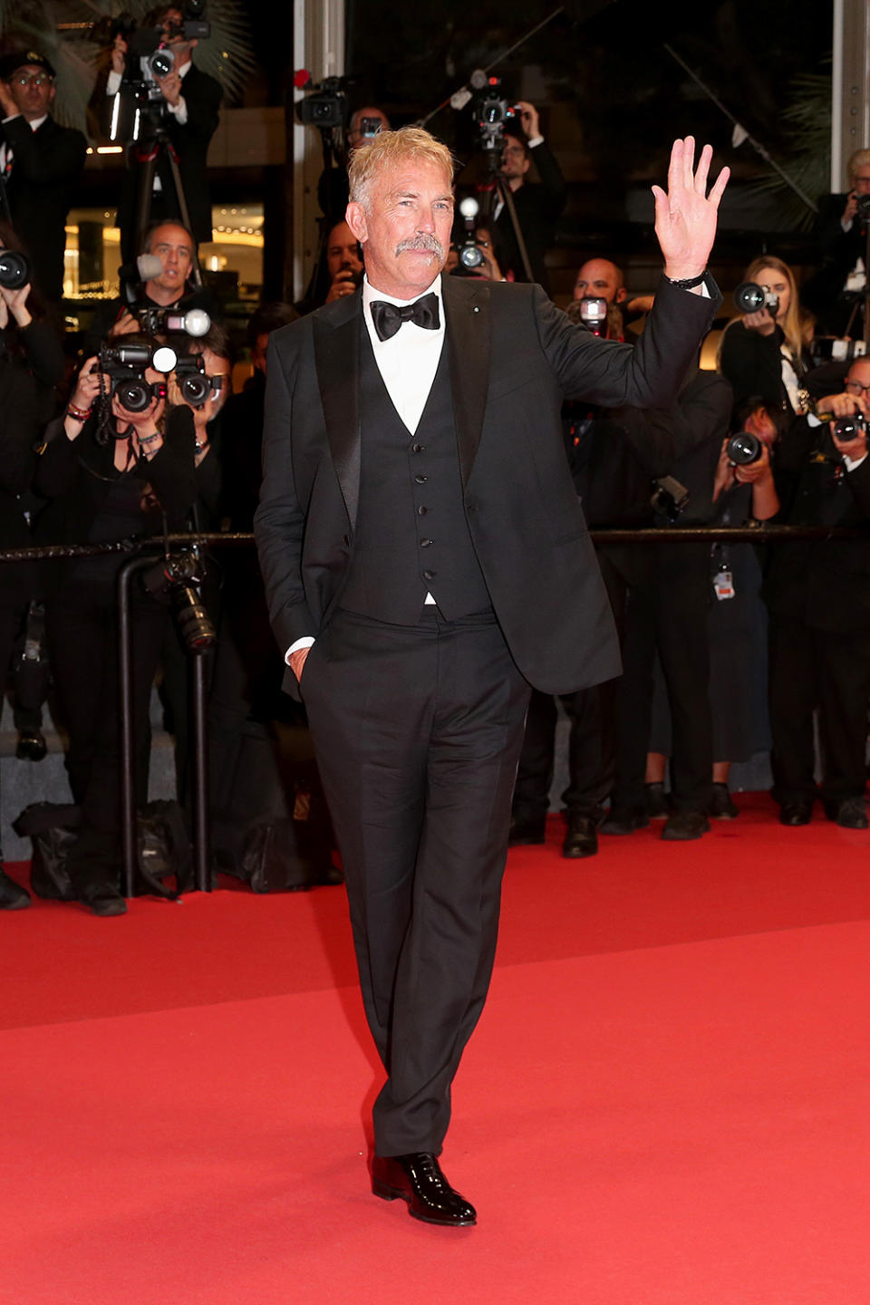 Kevin Costner attends the "Horizon: An American Saga" premiere at Cannes Film Festival on May 19, red carpet